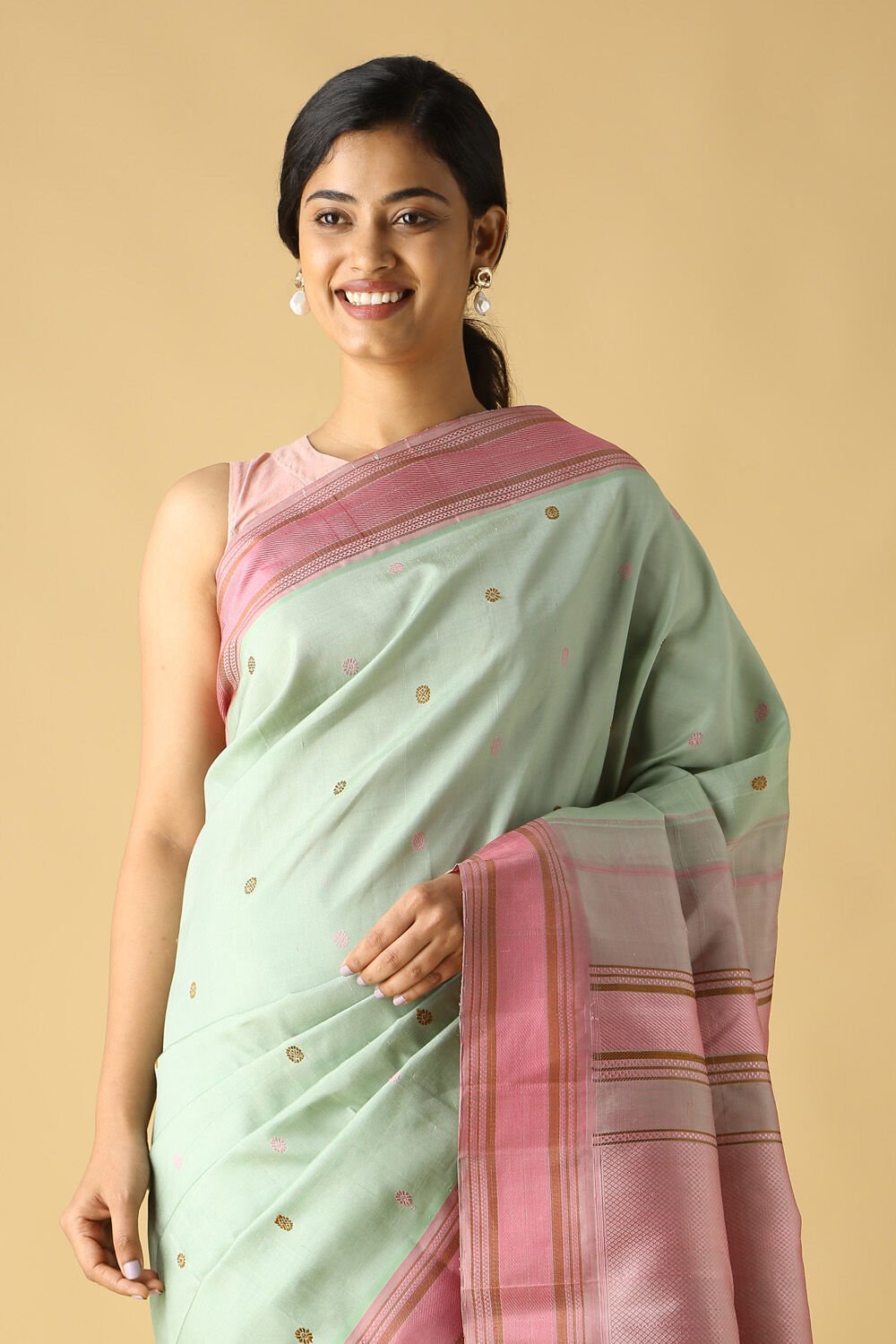 Light Green Pure Silk Kanjivaram Saree image number null