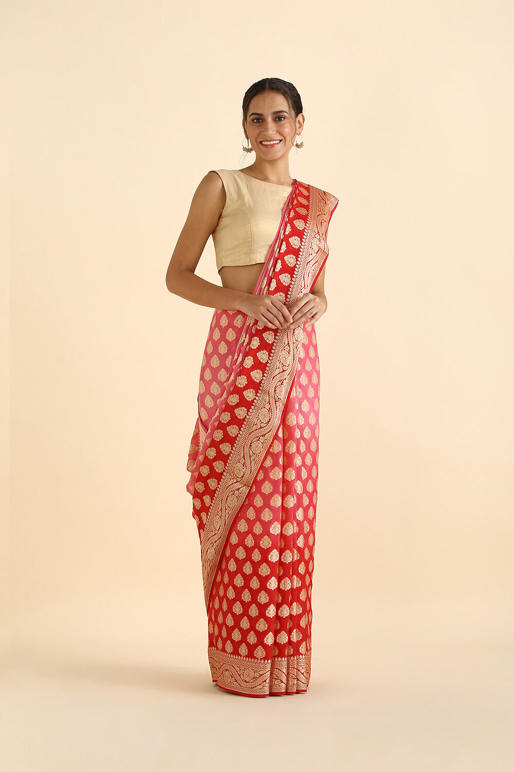 Pink Pure Georgette Banarasi Saree image number null