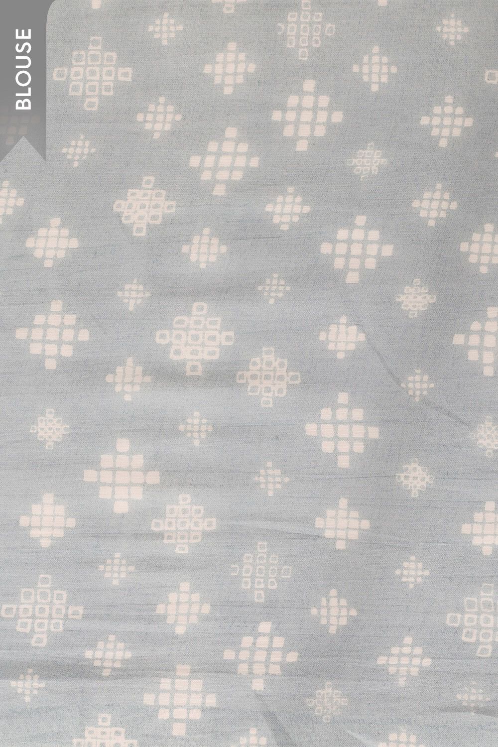 Grey Bengal Screen Printed Pure Mulmul Cotton Saree image number null