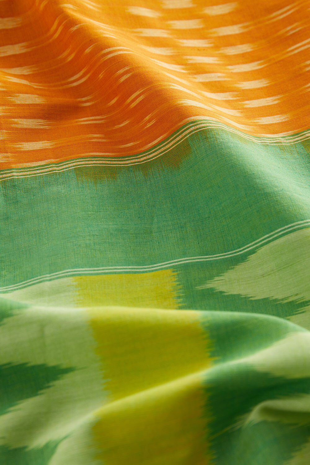 Orange Ikat Pure Cotton Pochampalli Saree image number null