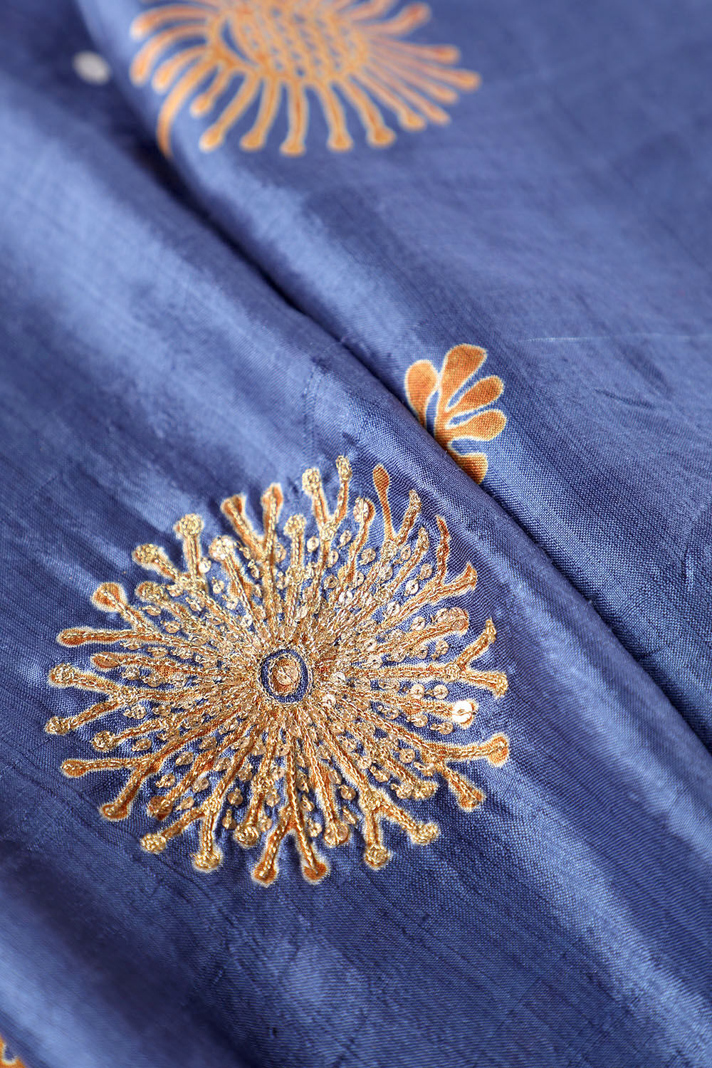 Blue Contemporary Pure Silk Hand Painted Saree image number null