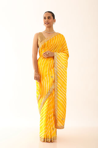 Light Yellow Craft Viscose Leheriya Saree thumbnail image number null