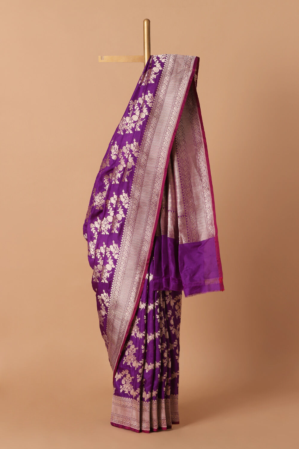 Violet Pure Silk Banarasi Brocade Saree image number null