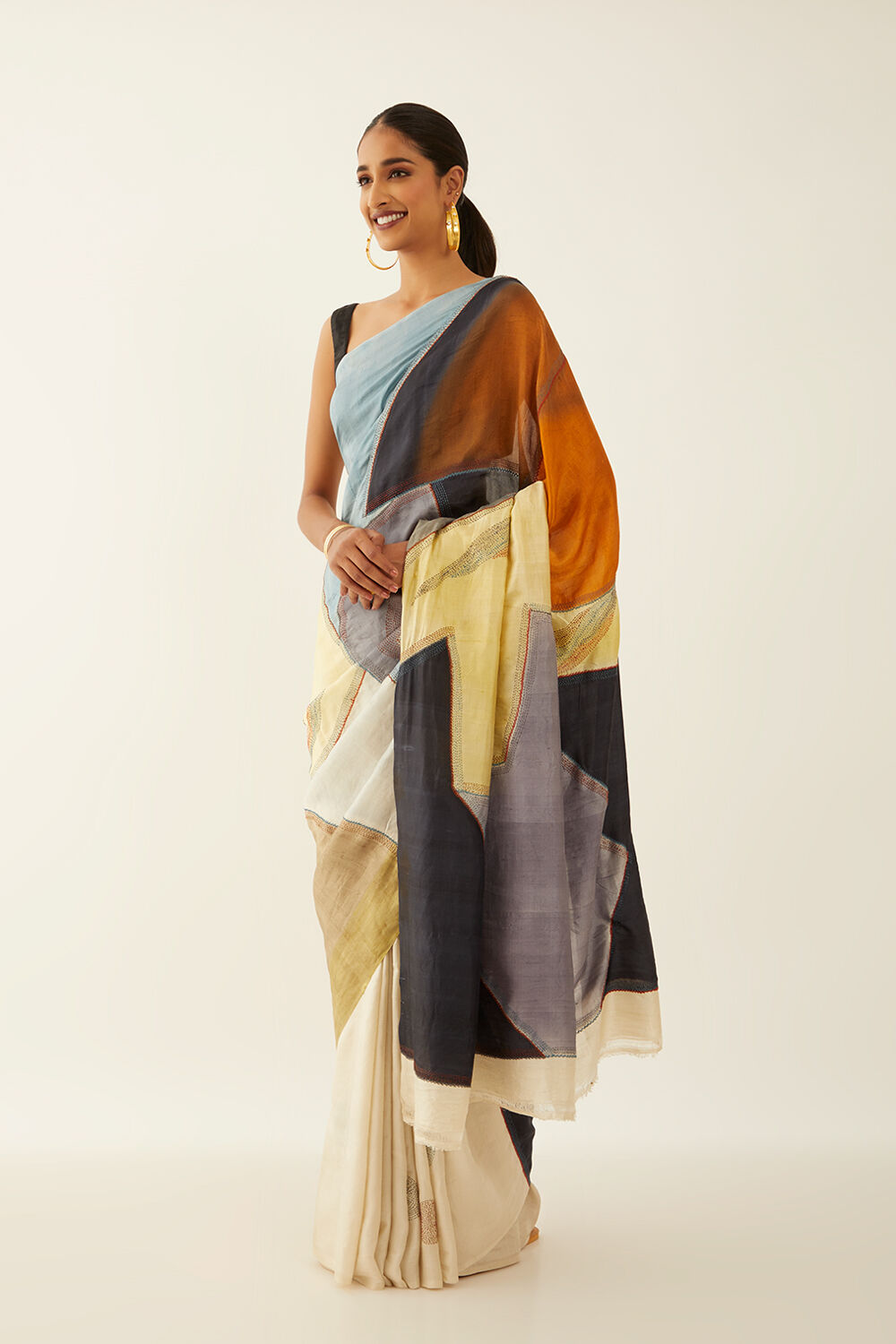 Beige Pure Silk Hand Paint Saree image number null