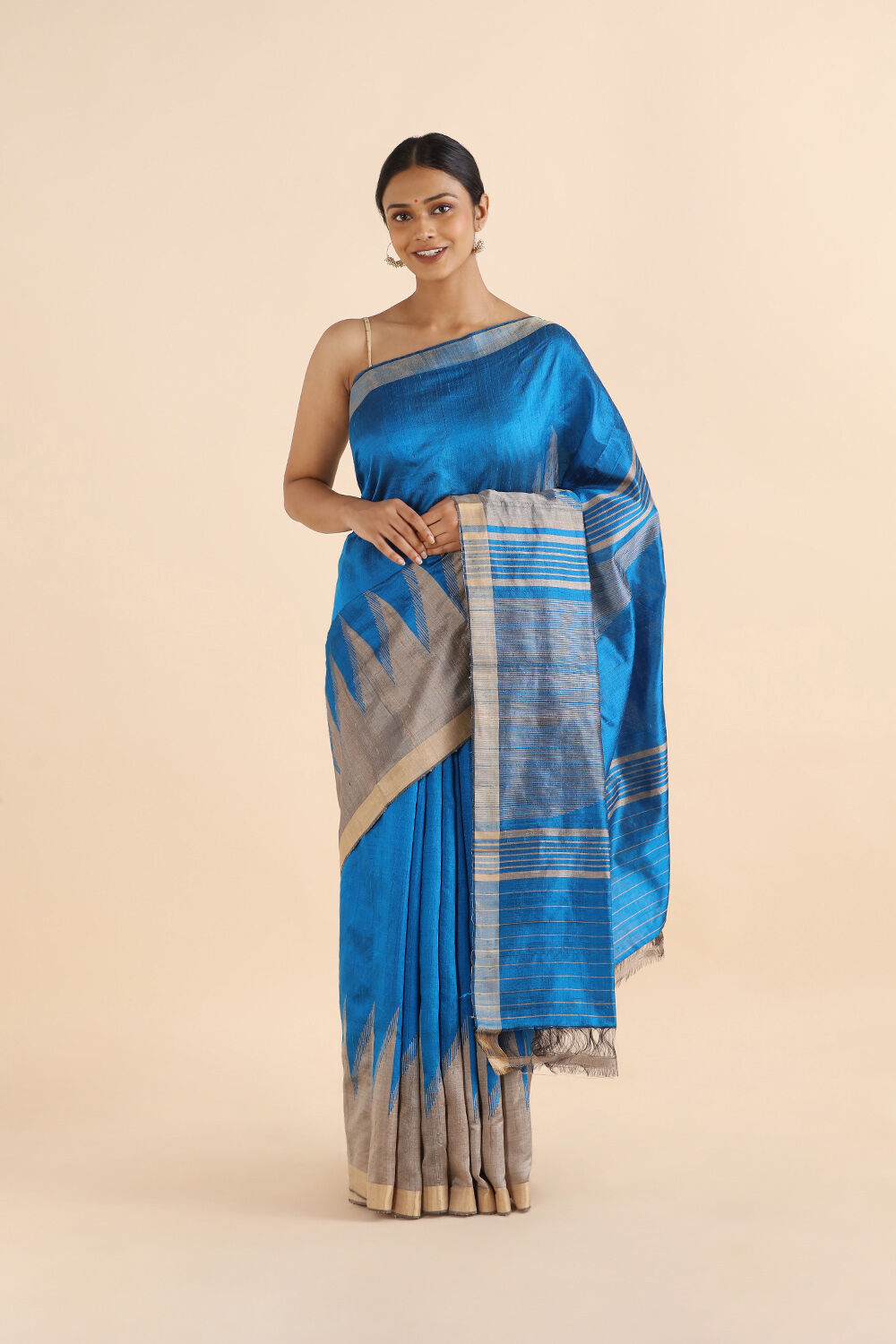 Light Pure Blue Silk Woven Saree image number null