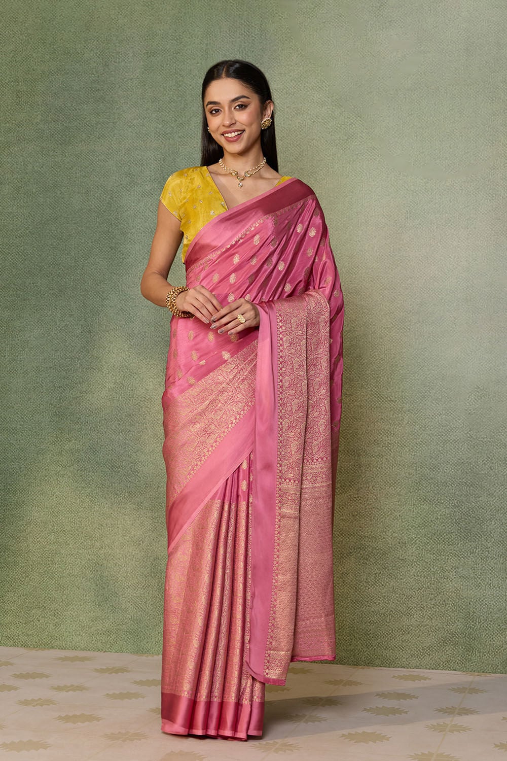 Pink Woven Pure Viscose Saree image number null
