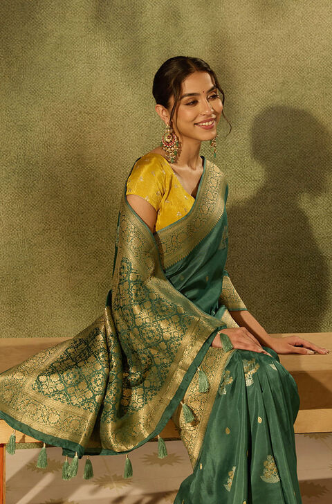 Green Pure Viscose Woven Saree