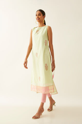 Light Green Viscose Block Printed Kurta thumbnail image number null