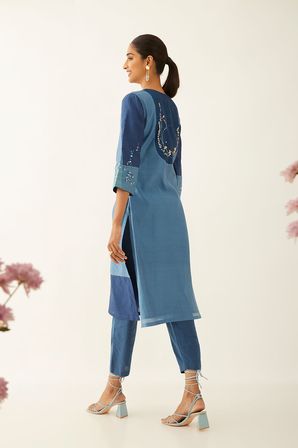 Blue Pure Silk Cotton Cyanotype Kurta image number null