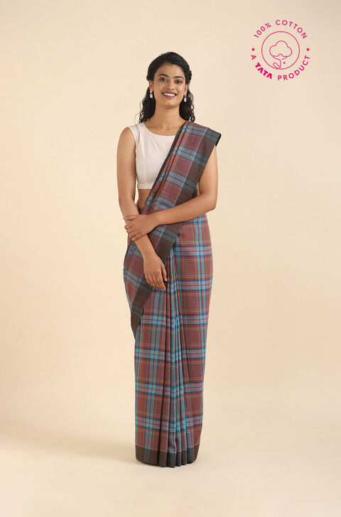 Brown Pure Cotton Bengal Saree