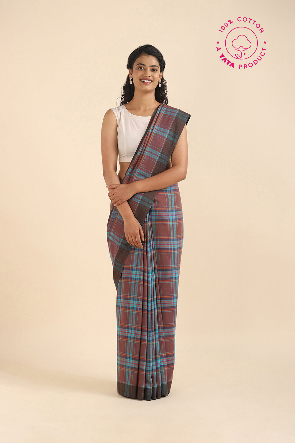 Brown Pure Cotton Bengal Saree image number null
