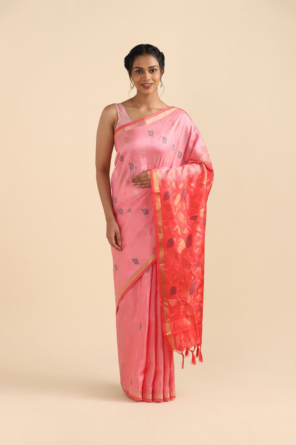 Light Pink Pure Silk Uppada Jamdani Saree image number null