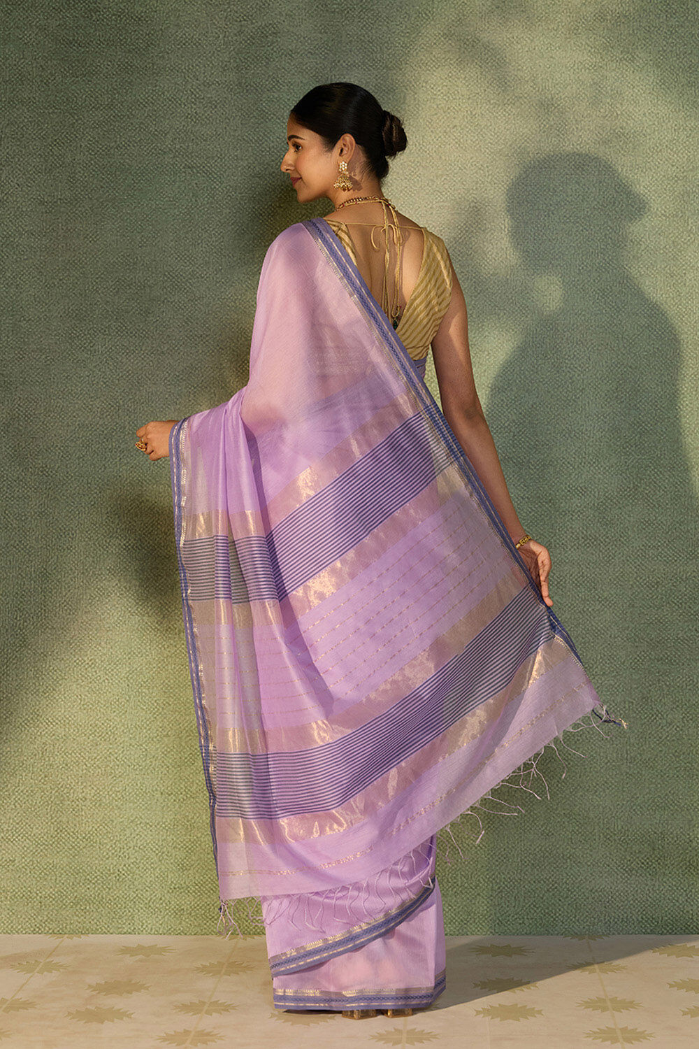 Light Violet Woven Pure Silk Cotton Maheshwari Saree image number null
