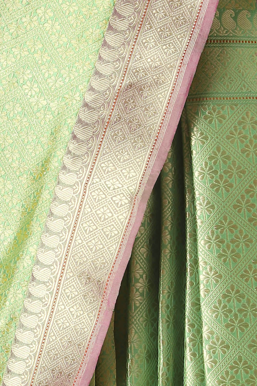Light Green Pure Silk Banarasi Brocade Saree image number null