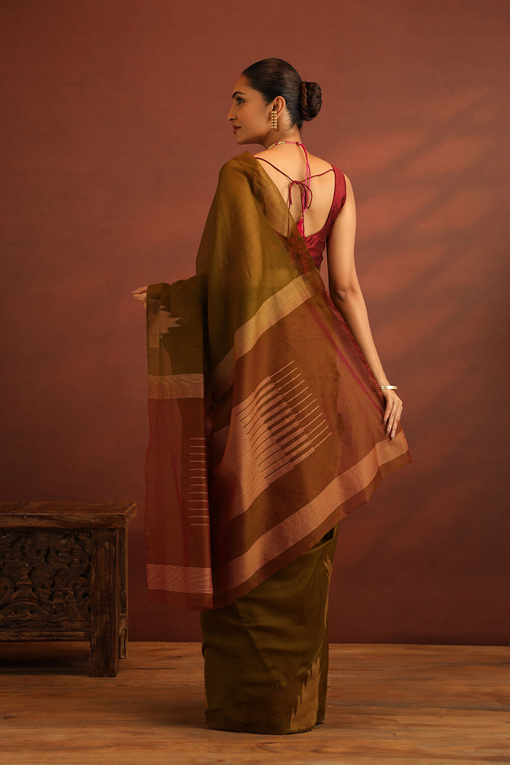 Dark Green South Pure Silk Cotton Woven Saree image number null