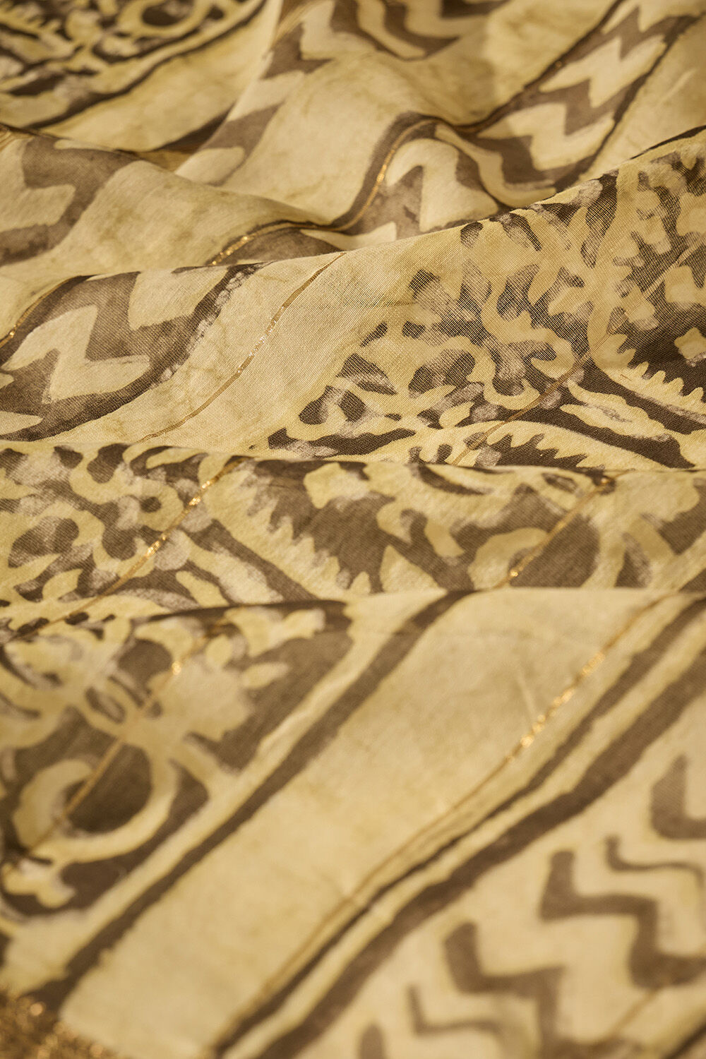 Grey Bagru Pure Silk Cotton Dabu Block Printed Saree image number null