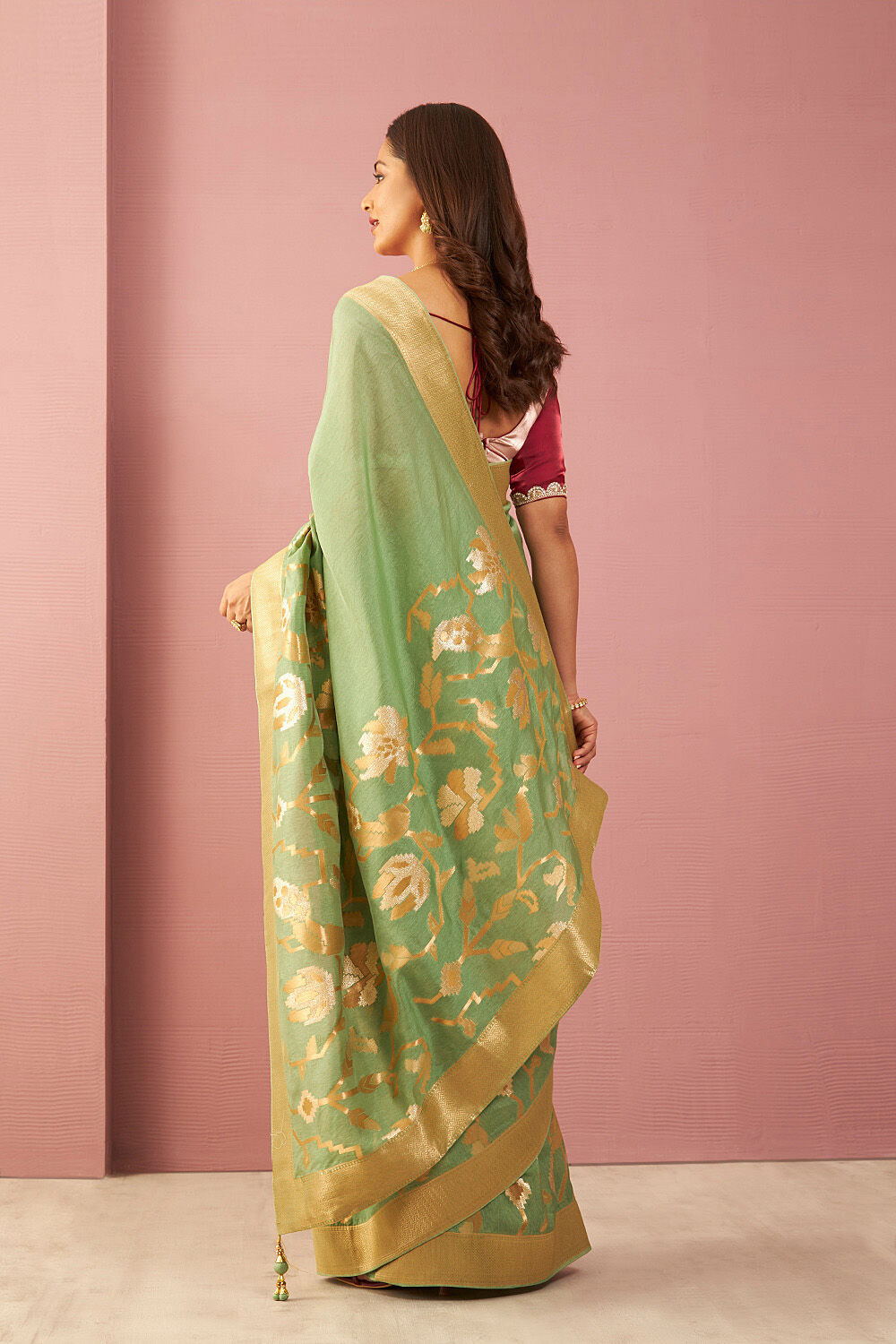 Light Green Luxe Viscose Woven Design Saree image number null