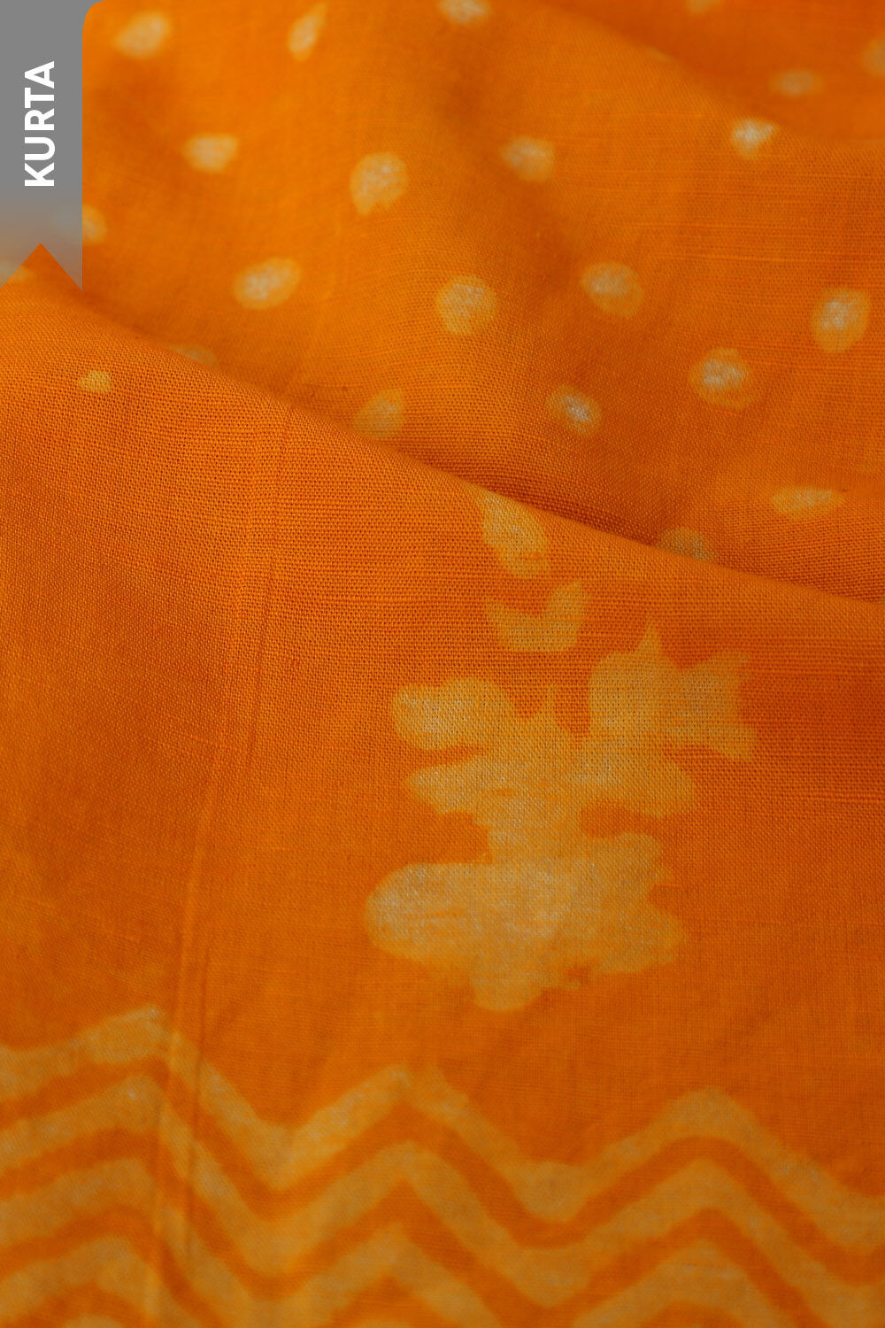 Yellow Pure Cotton Linen Dabu Block Printed Unstitched Suit Set image number null