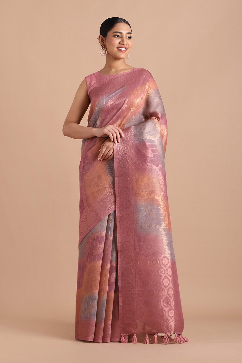 Pink Pure Embroidered Saree image number null