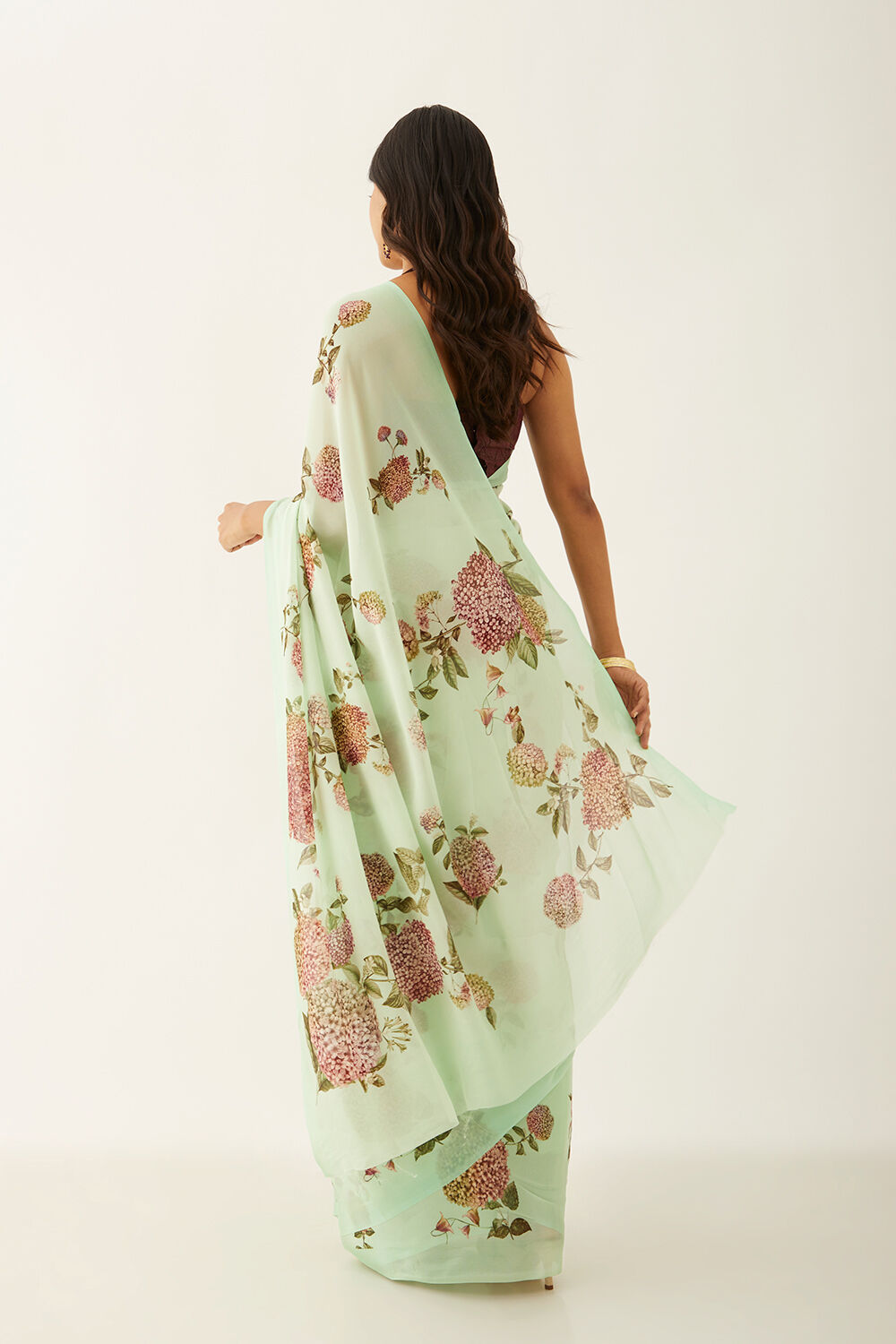 Light Green Viscose Crepe Digital Print Saree image number null