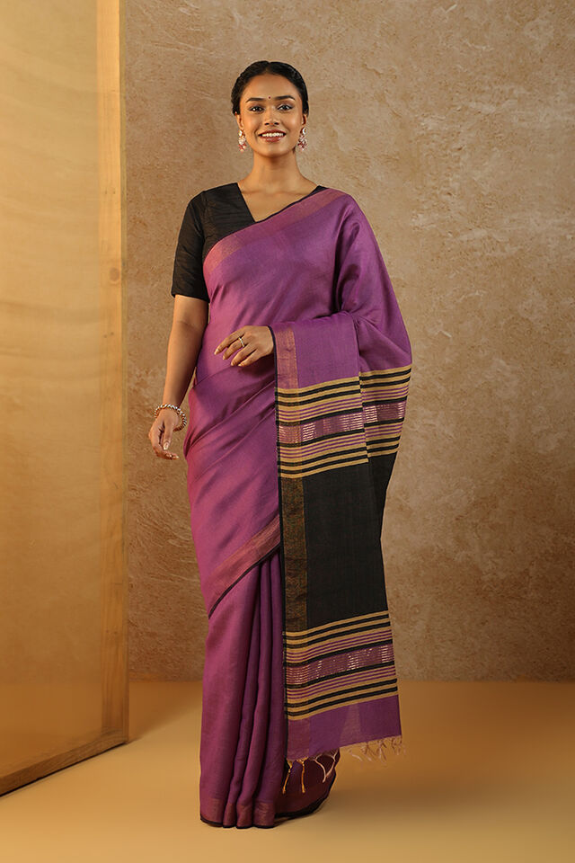 Purple Bhagalpur Woven Silk Viscose Saree