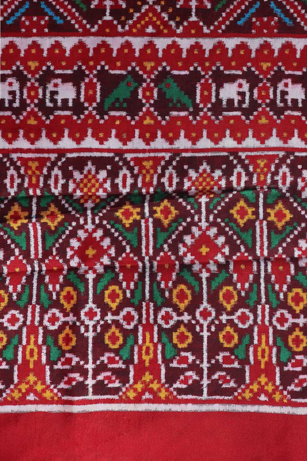 Red Pure Silk Patan Patola Jhoomar Bhat Saree image number null