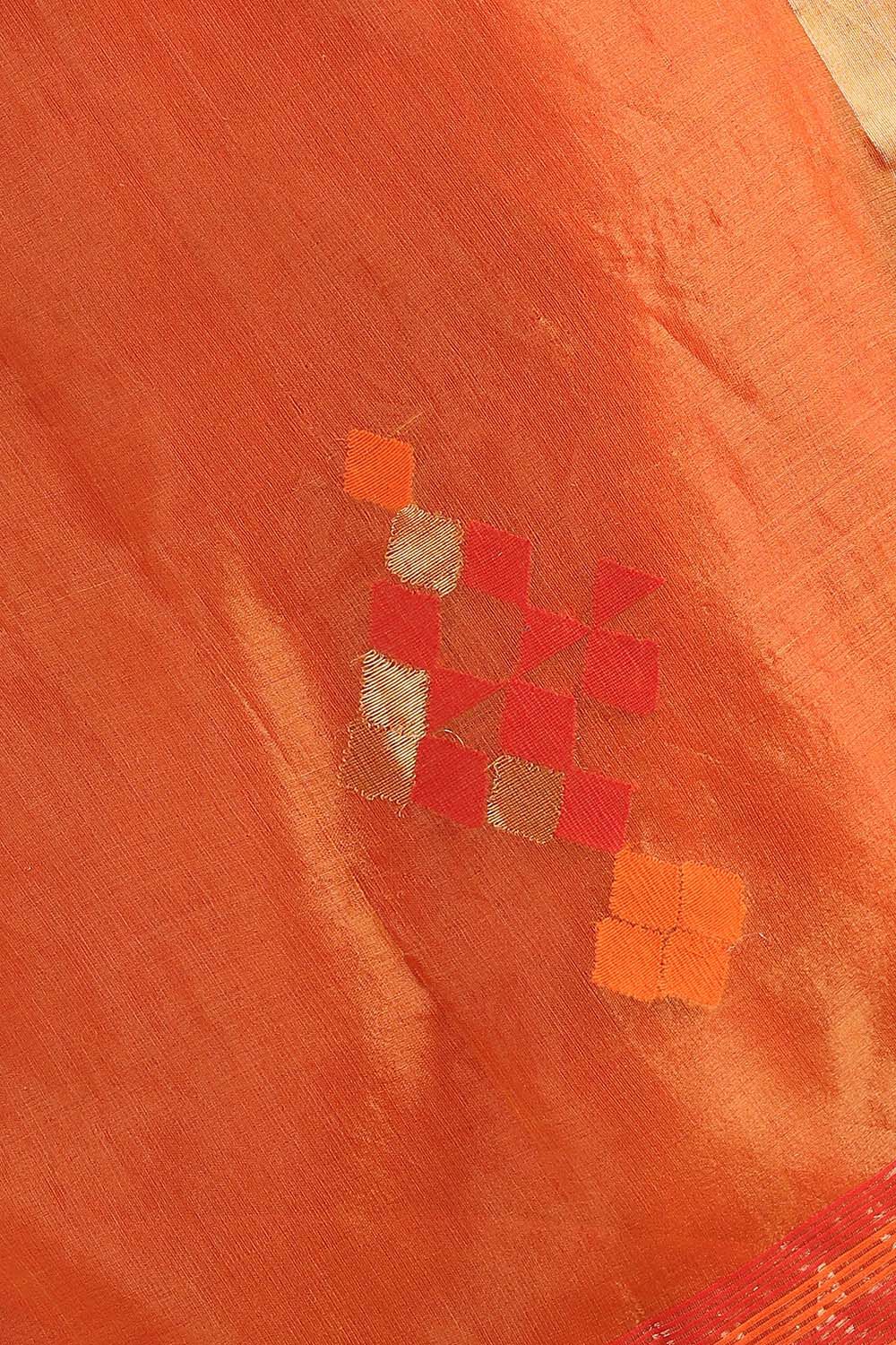 Red Pure Silk Cotton Jamdani Saree image number null