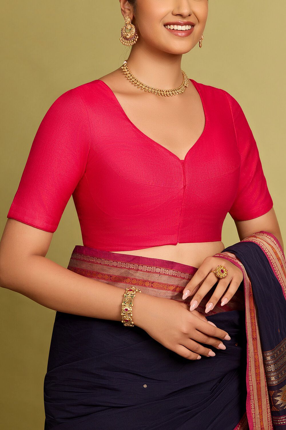 Dark Pink Viscose Silk Woven Blouse image number null
