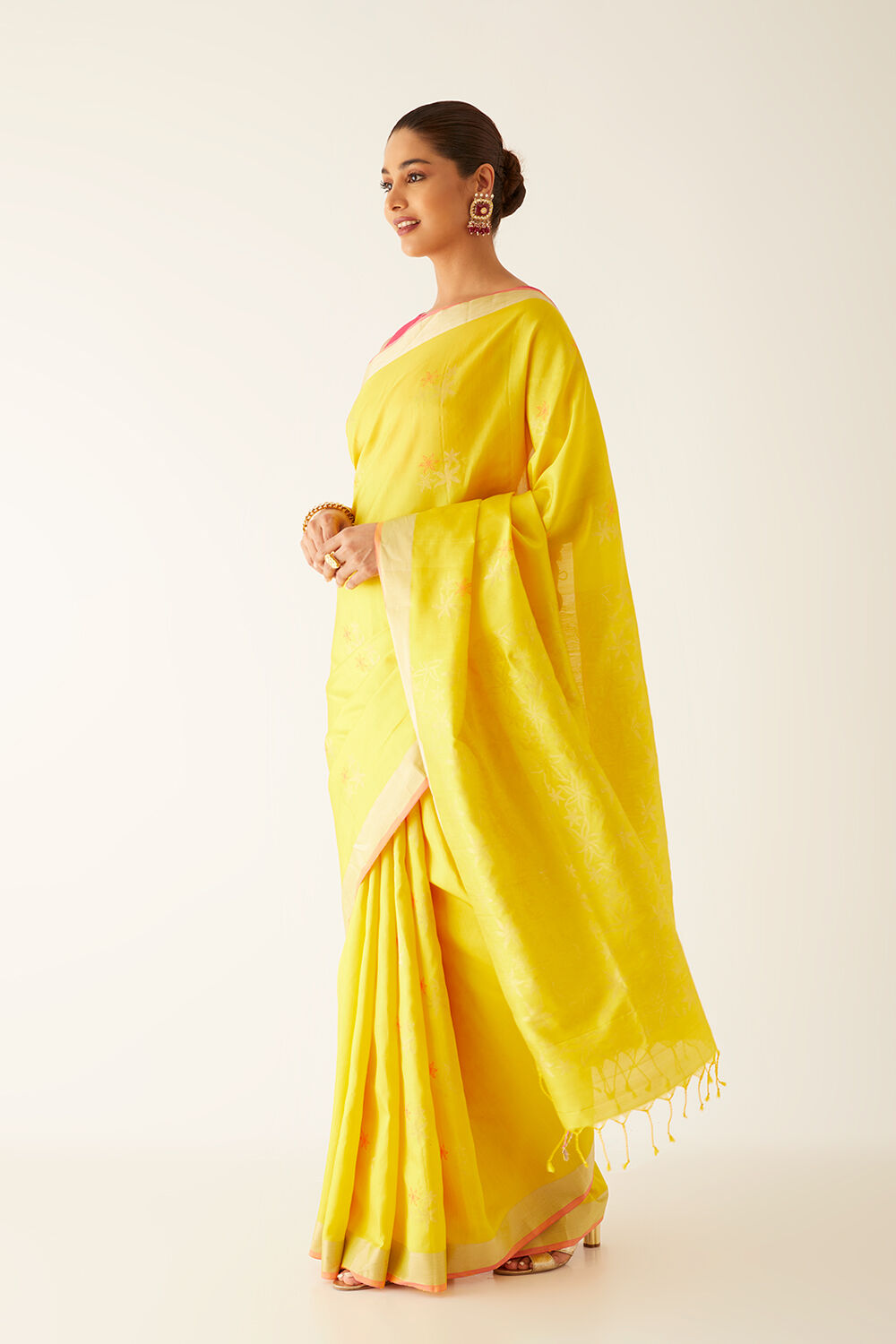 Yellow Pure Silk South Saree image number null