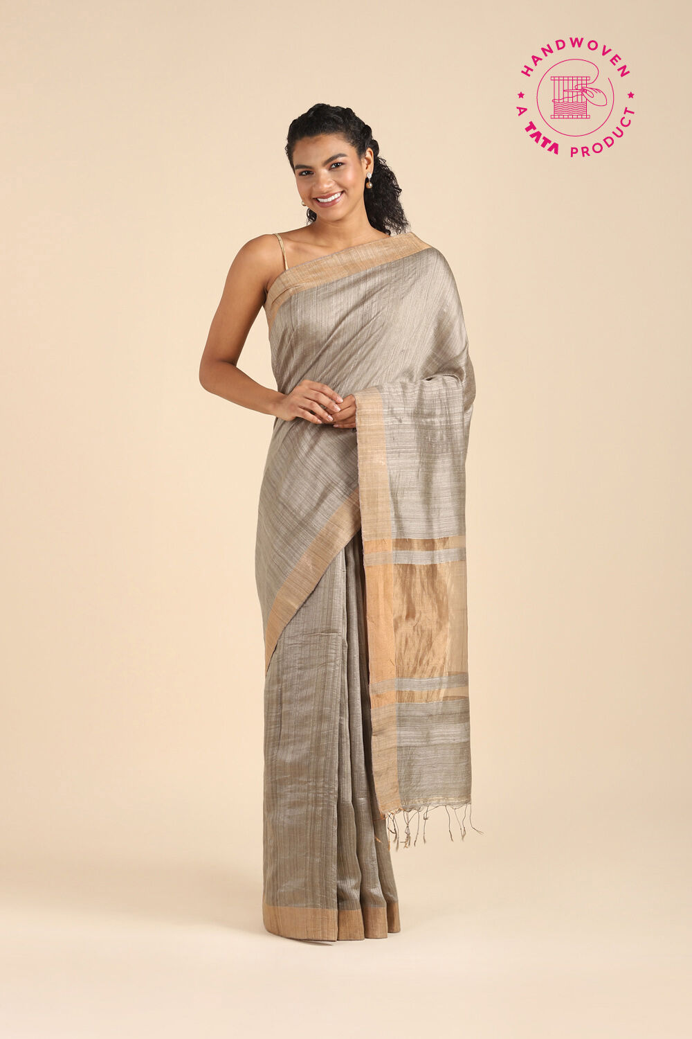 Grey Pure Silk Vanya Bengal Saree image number null