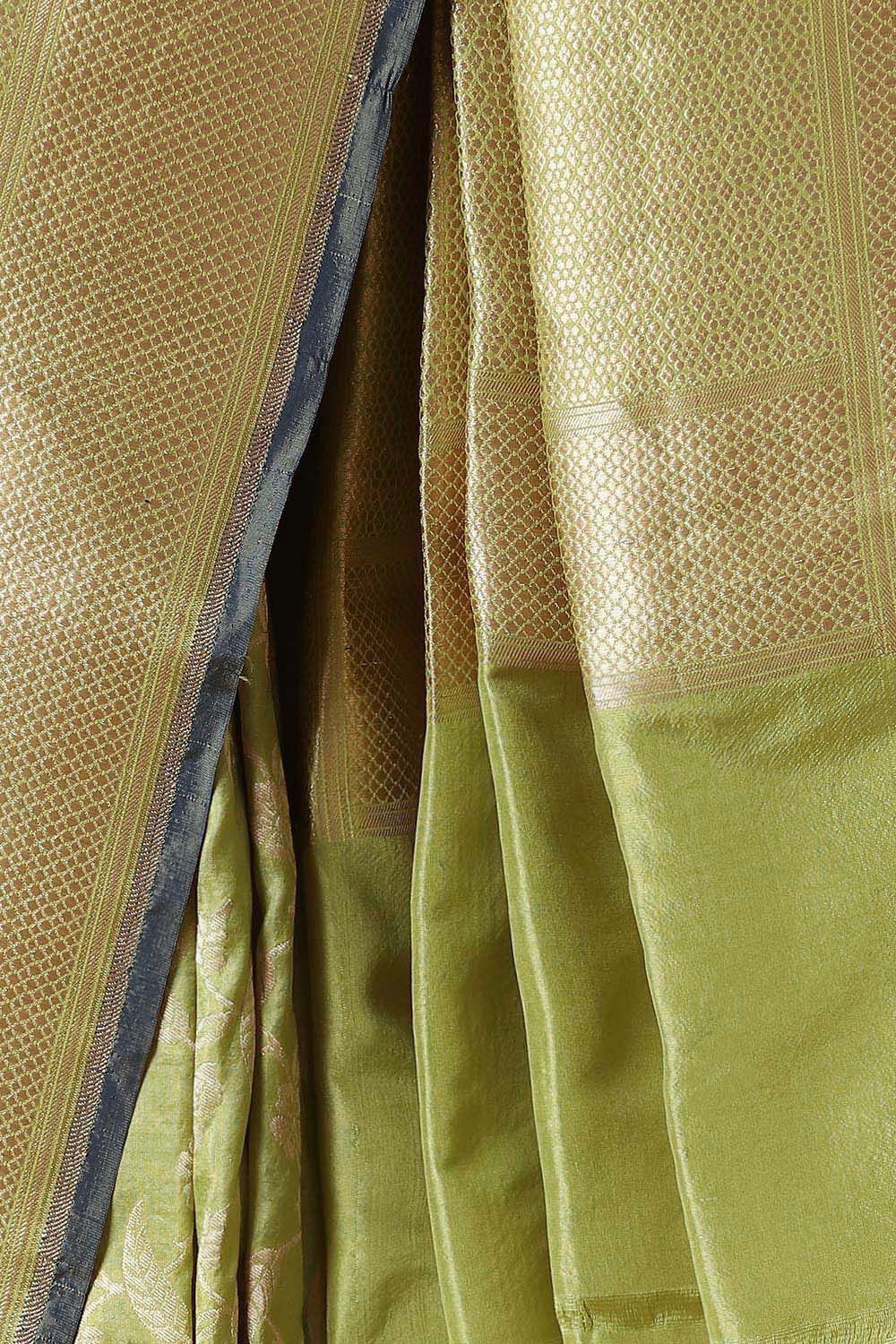Light Green Pure Silk Banarasi Saree image number null