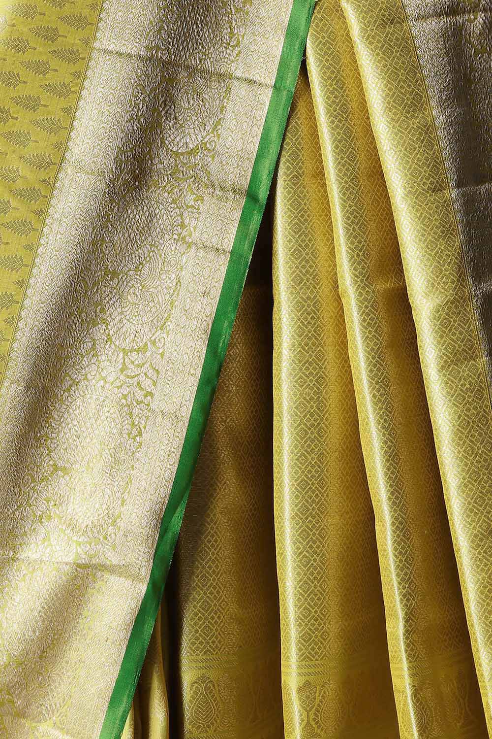 Light Yellow Pure Silk Kanjivaram Saree image number null
