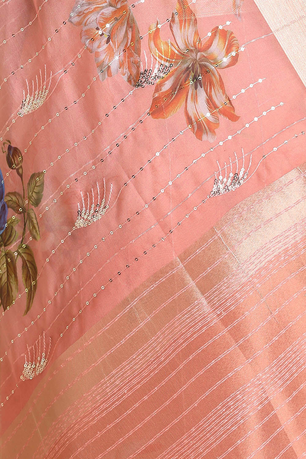 Pink Pure Embroidered Saree image number null