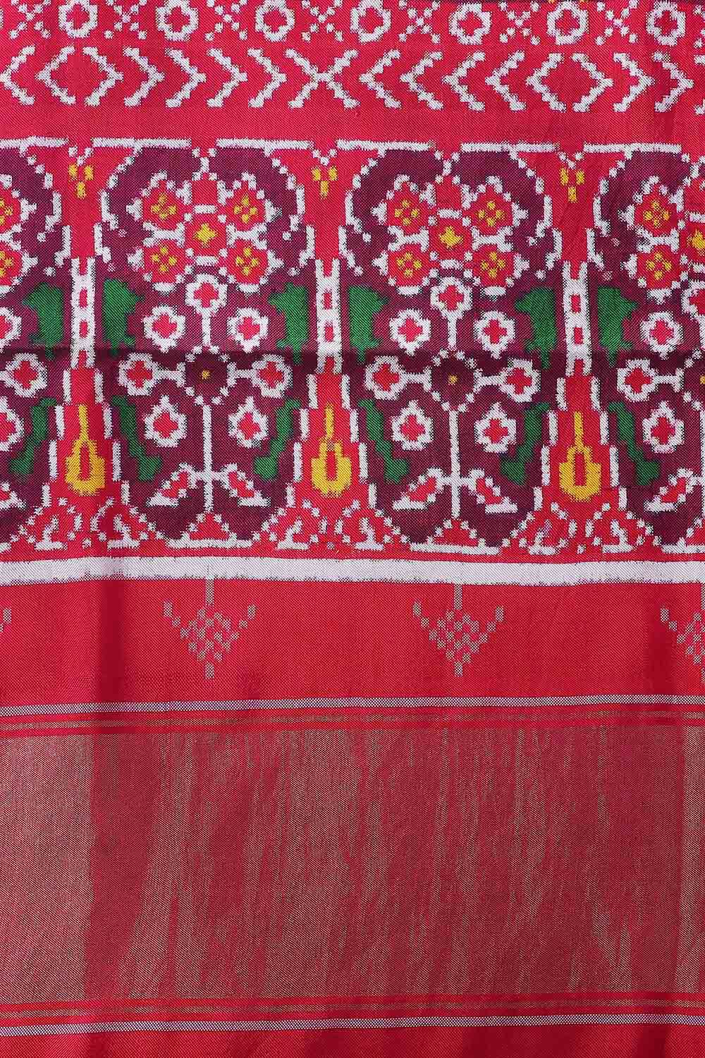 Pink Pure Silk Patan Patola Manekchok Bhat Saree image number null