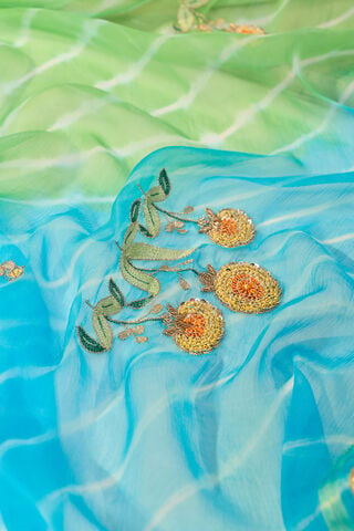 Blue Rajasthan Viscose Chiffon Leheriya Saree thumbnail image number null