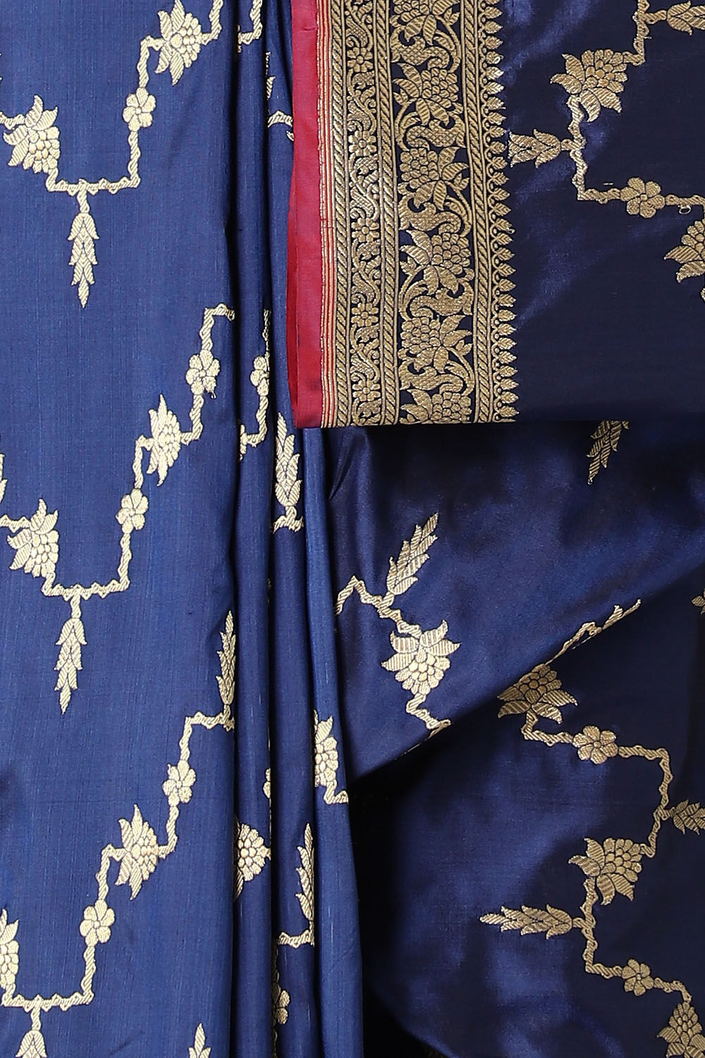 Dark Blue Pure Silk Banarasi Saree image number null