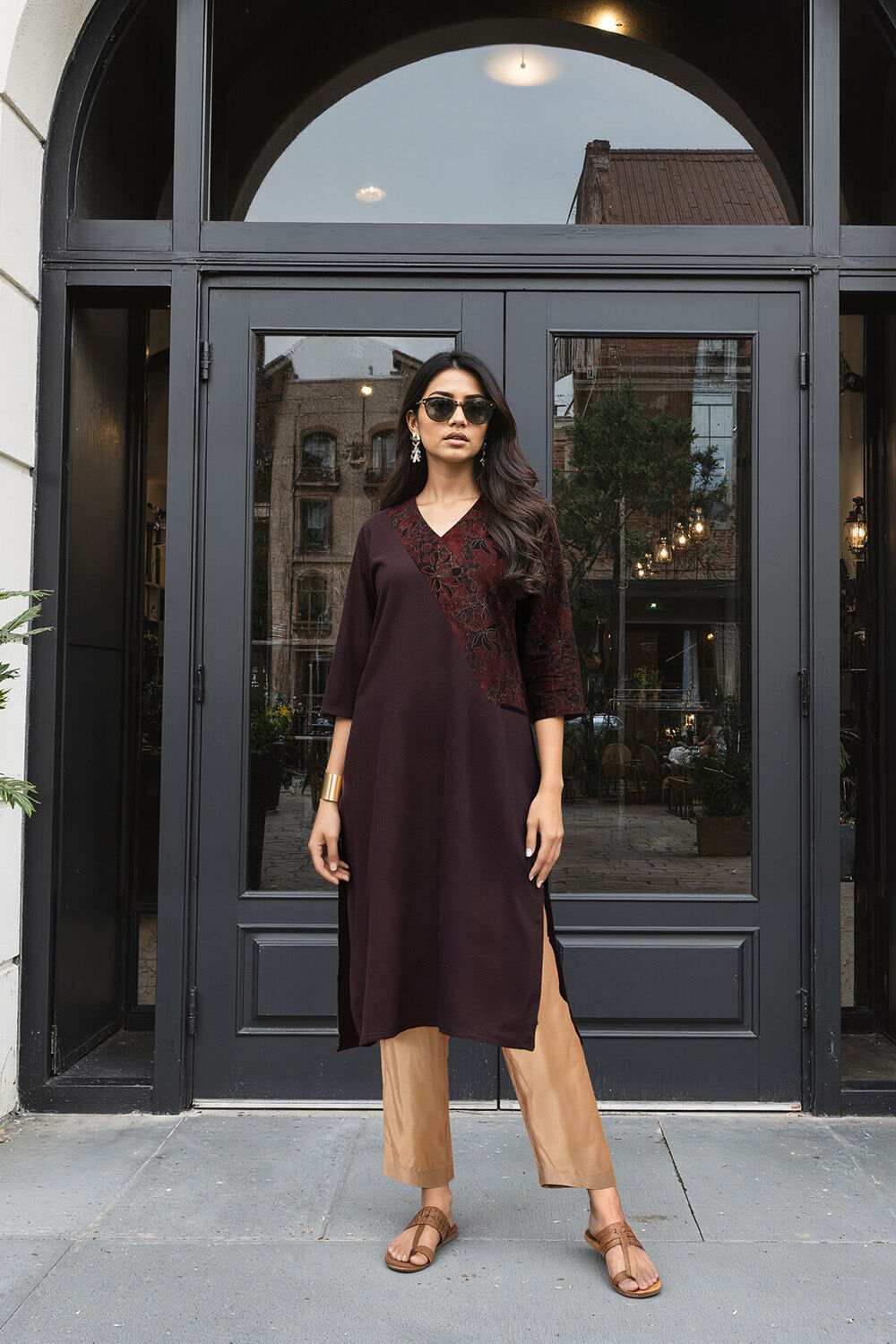 Black Pure Cotton Ajrakh Kurta image number null