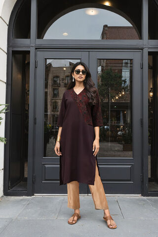 Black Pure Cotton Ajrakh Kurta image number