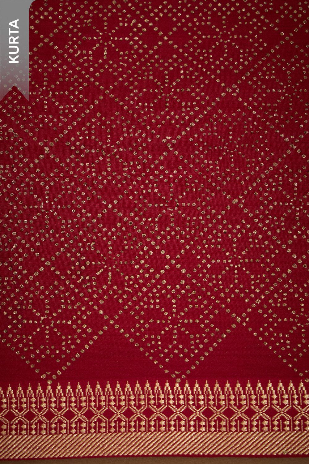 Red Block Printed Pure Cotton Unstitched Suit Set image number null