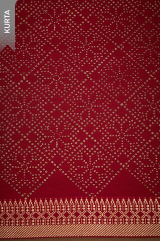 Red Block Printed Pure Cotton Unstitched Suit Set thumbnail image number null
