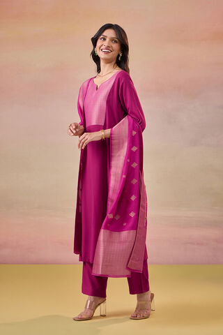 Dark Pink Brocade Pure Viscose Kurta Set thumbnail image number null