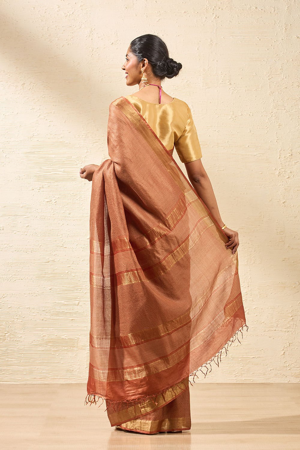 Orange Woven Design Pure Tussar Silk Saree image number null
