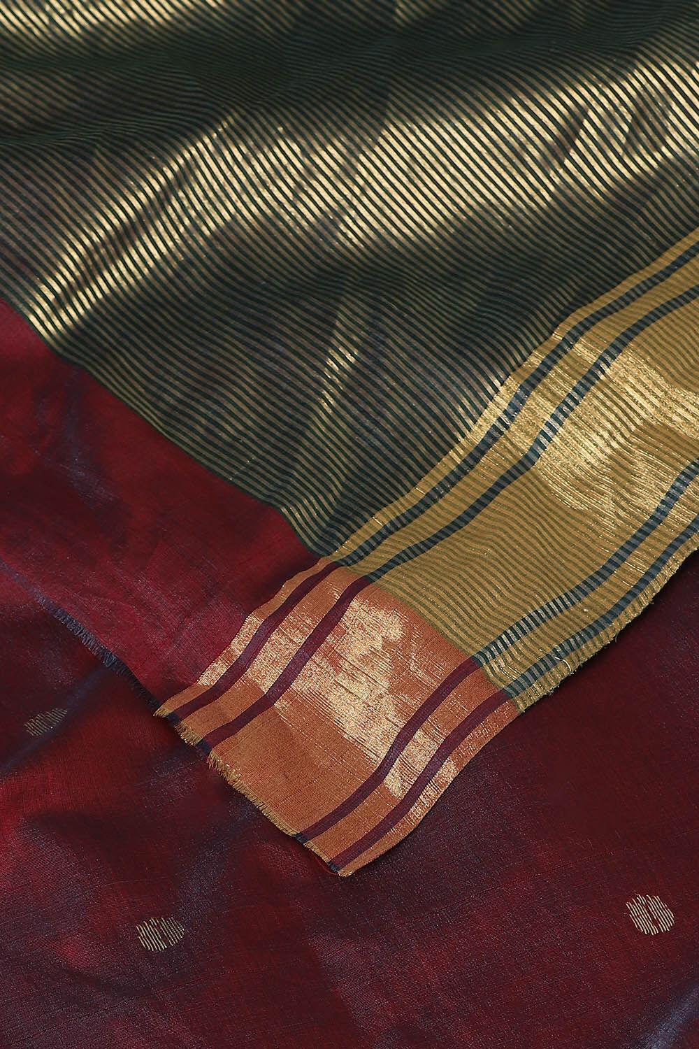 Dark Red Pure Silk Cotton Chanderi Saree image number null