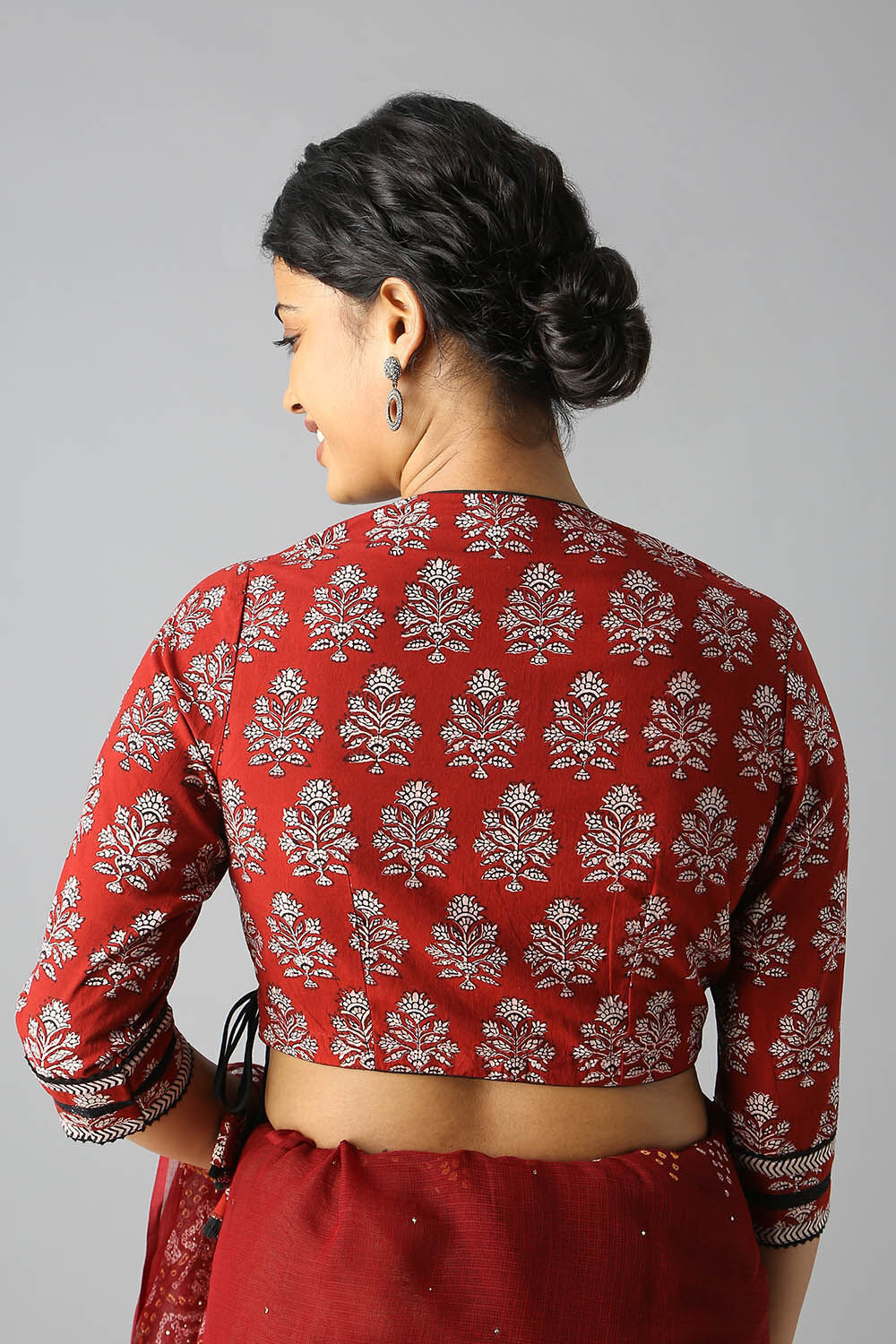 Dark Red Bagru Blouse image number null