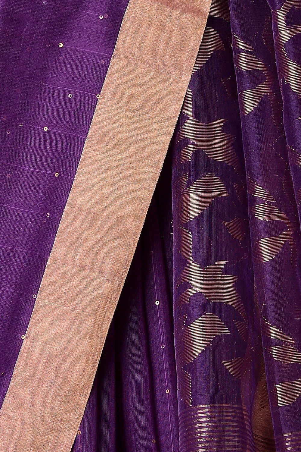Violet Pure Silk Cotton Jamdani Saree image number null