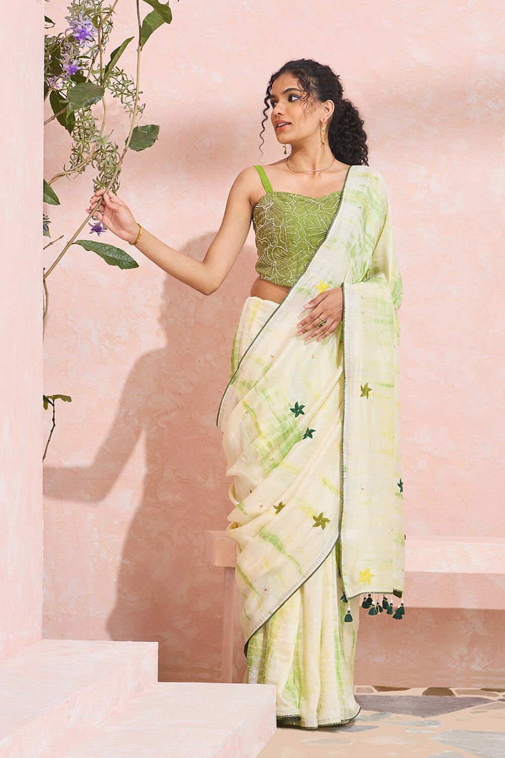 Light Green Murshidabad Pure Silk Embroidered Saree image number null