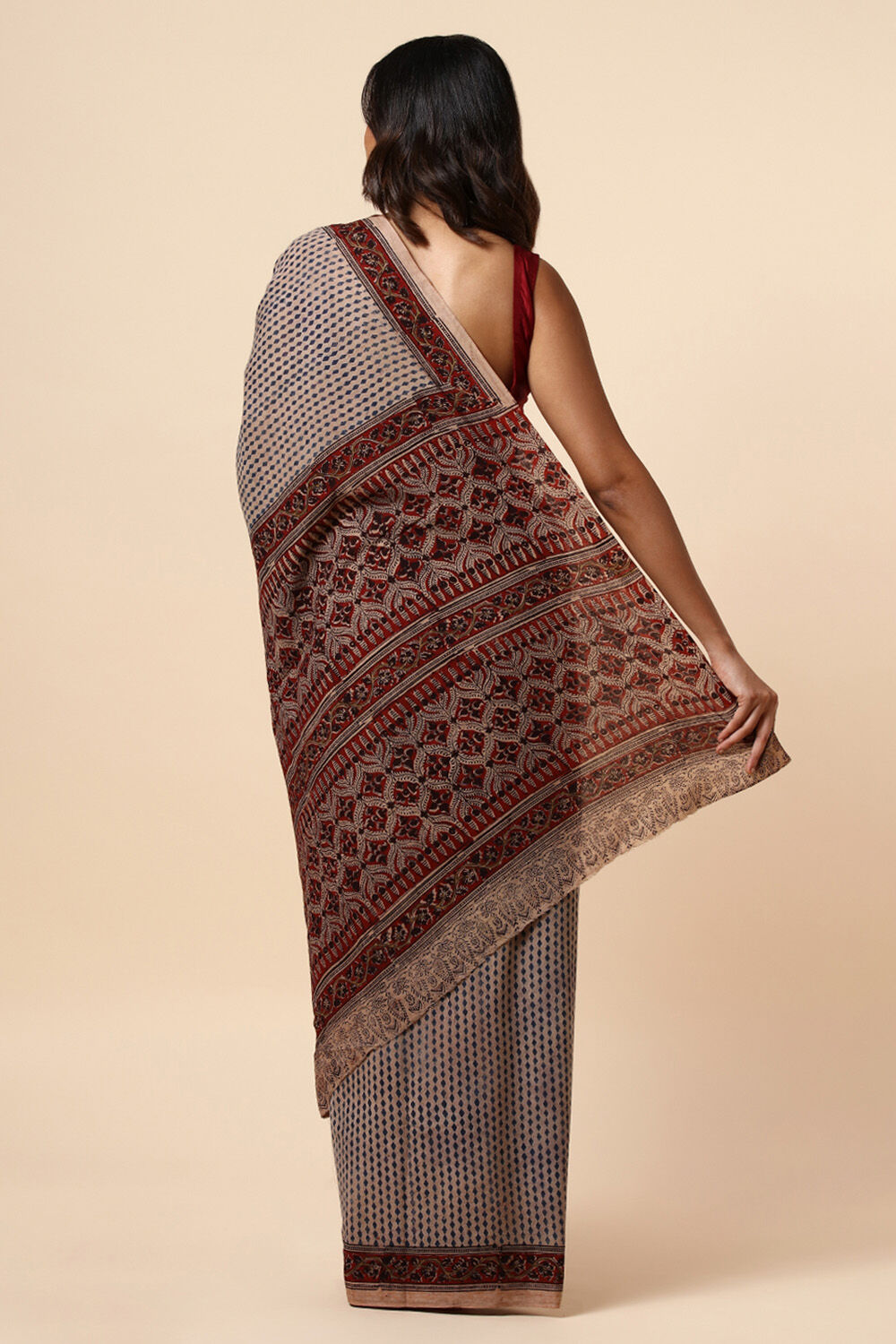 Beige Pure Khadi Cotton Printed Kalamkari Saree image number null