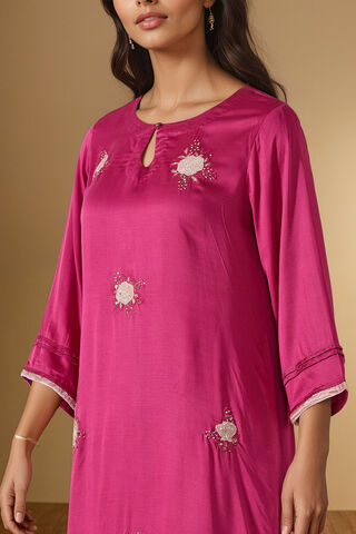 Dark Pink Embroidered Pure Viscose Kurta Set thumbnail image number null