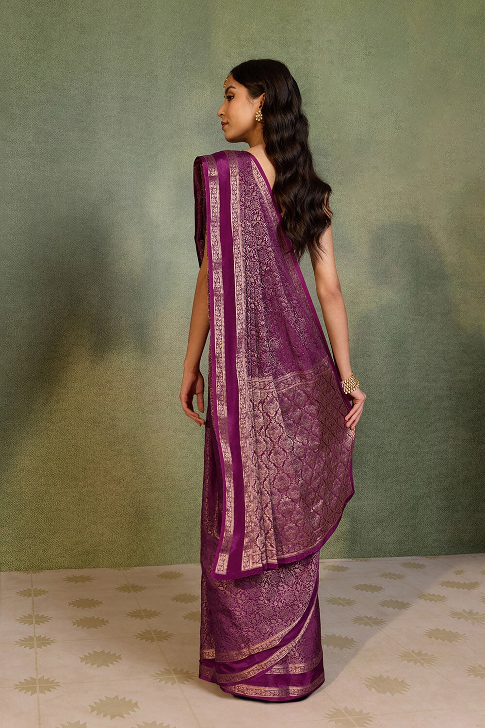 Purple Woven Pure Viscose Saree image number null
