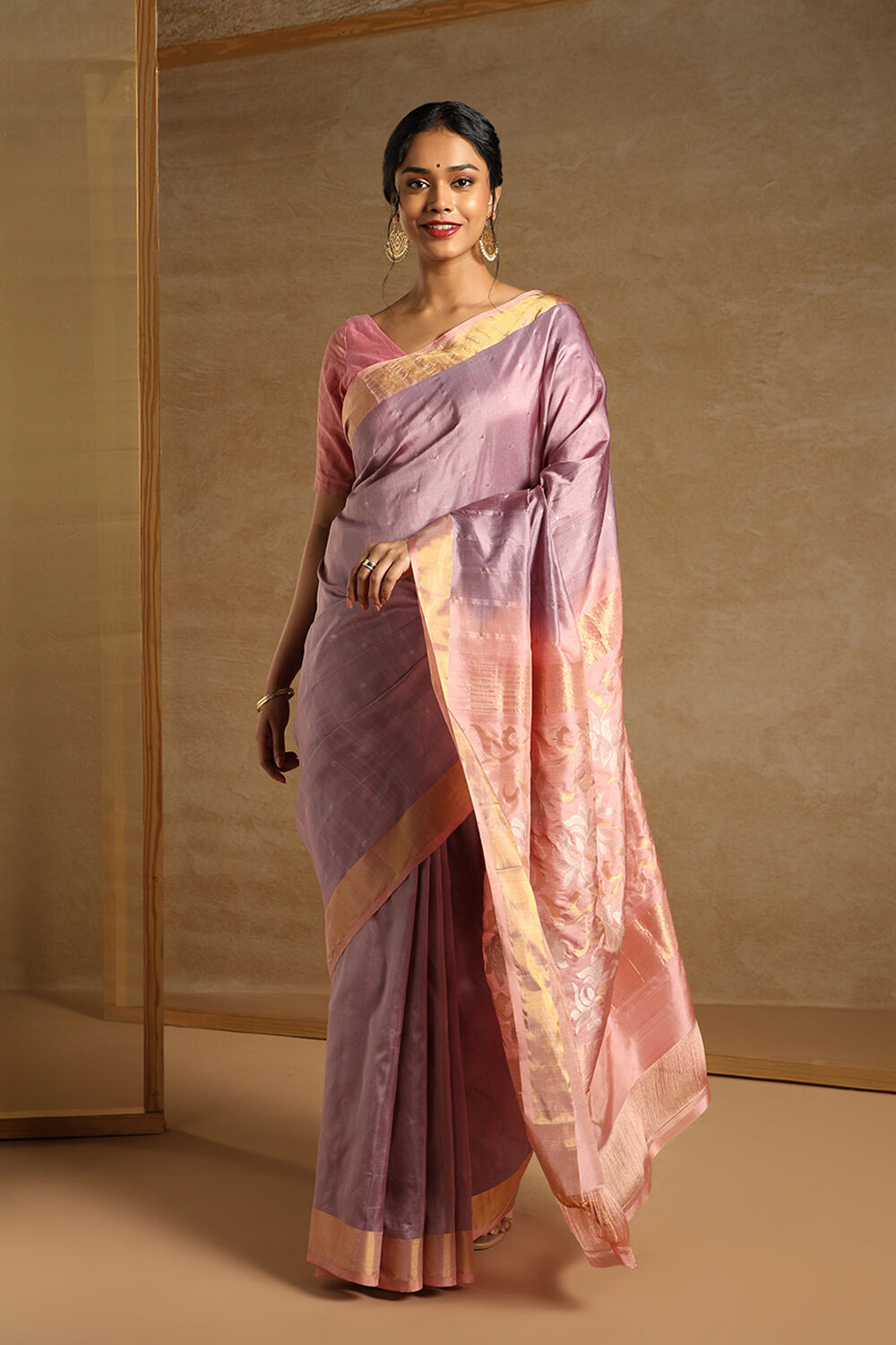 Light Violet Pure Silk Uppada Jamdani Saree image number null
